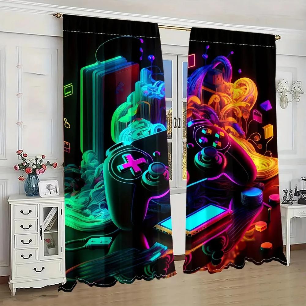 

Creative game controller for living room decoration curtains, privacy protection curtains for bedroom and living room decoration 29Wx64L(75x166CM)x2
