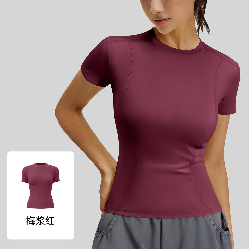 Women's Fashionable Lightweight Athletic Yoga Top, Short-Sleeve Running And Fitness T-Shirt For Summer