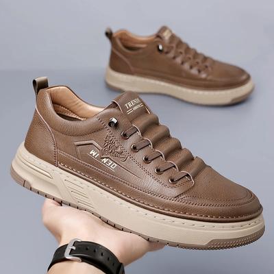 Chaussures Oxford confortables à semelles souples et épaisses pour homme, baskets d'extérieur décontractées en cuir véritable, mocassins pour homme, printemps et automne