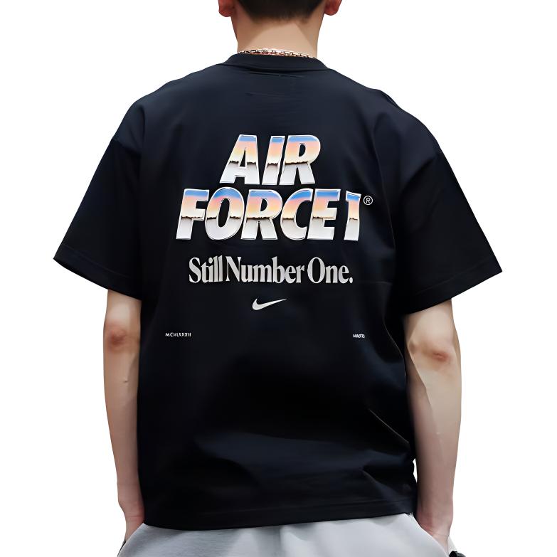 Nike Letter Print Straight-Cut Crew Neck T-Shirt Men Tops Black DR5756-010