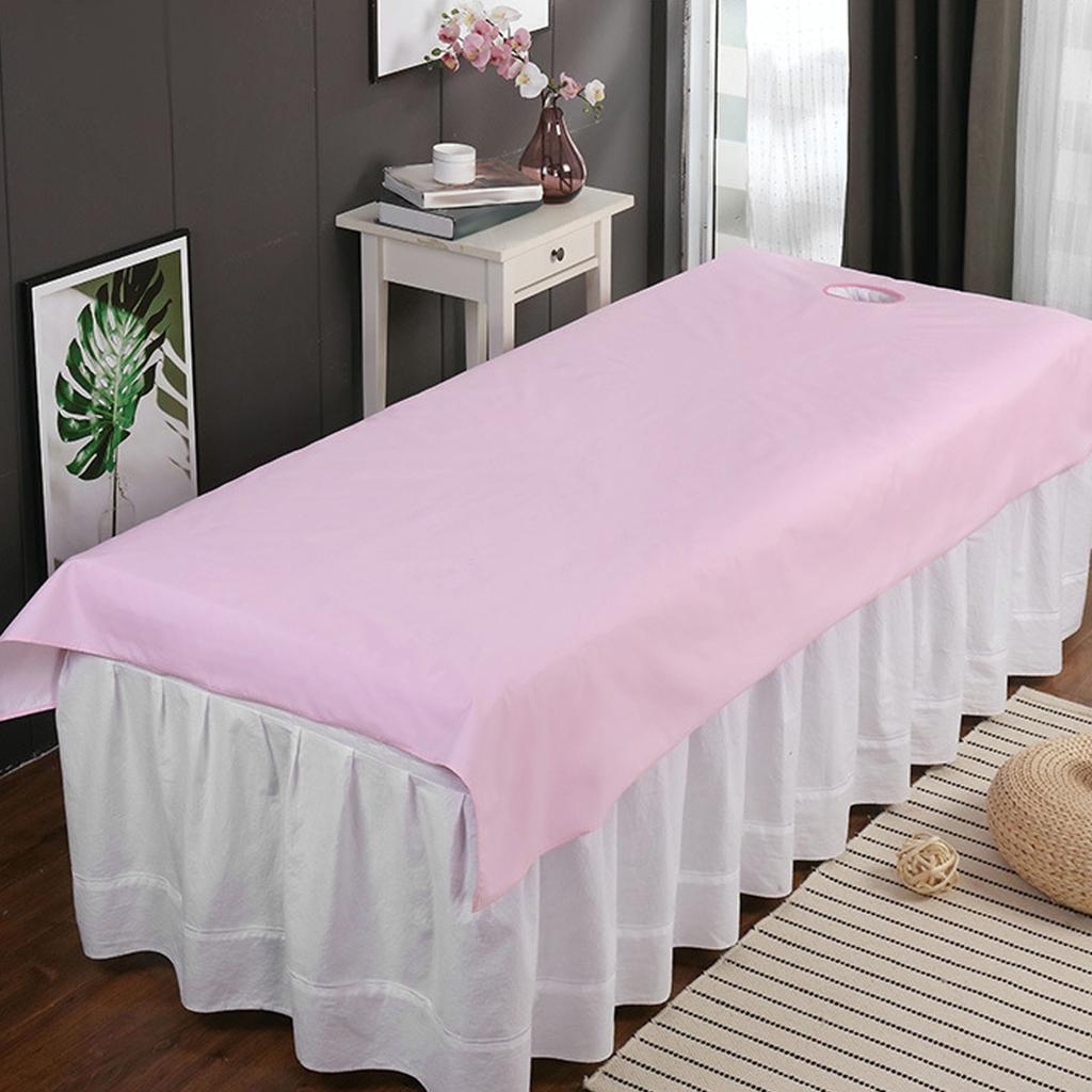 Buty Salon Bed Sheet Waterproof Oil Proof   Bed Cover with Face Brth Hole(Pink +Dark Coffee )