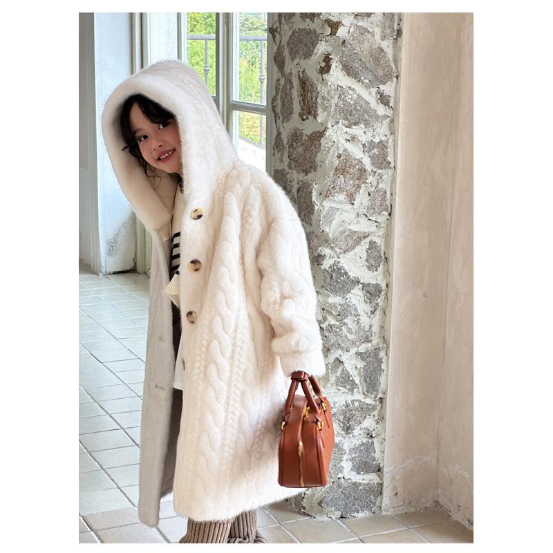 Dívčí kožich Dětský zahuštěný norkový sametový ekologický kožich Dětský zimní kabát