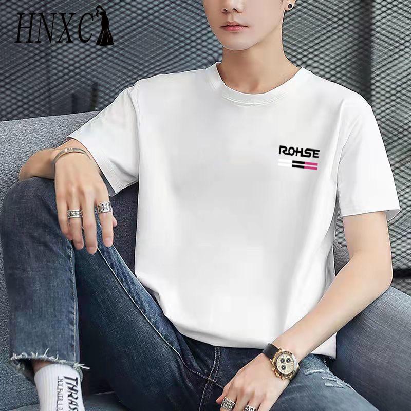 Футболка с коротким рукавом из хлопка HNXC мужская модная свободная рубашка с коротким рукавом и принтом Сострадательная рубашка M белый 930₽