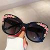 Vintage Cat Eye Fashion Glasses with Flower Decor Chic Luxury for Women Trendy Unisex Eyewear High Quality Hot