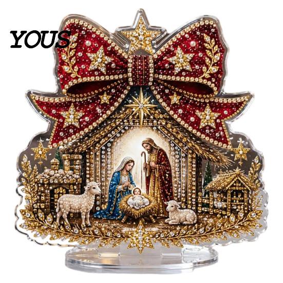 Xmas Party Table Centerpieces Christmas Faux Diamond Painting Tabletop Ornaments, Beginner-Friendly DIY Acrylic Rhinestone Art Supplies Craft