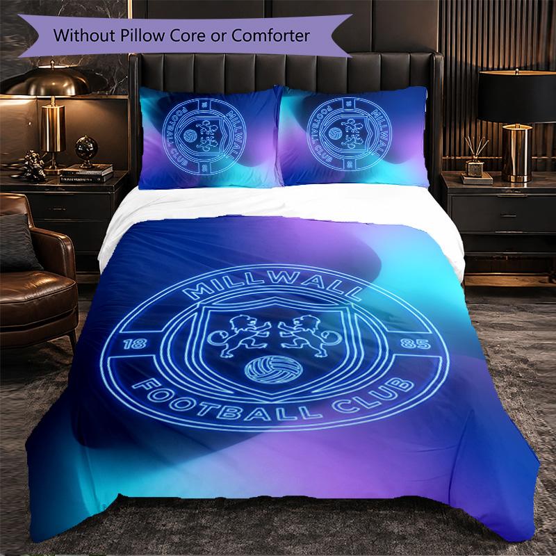 Millwall Football 3 Piece Bedding Set Soft Duvet Cover Set with Pillowcases Printed Bedroom Decor Set for Home