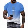Tricouri de vară cu gât rotund, cu imprimeu 3D cu litere în gradient, la modă, casual, cu mânecă scurtă pentru bărbați