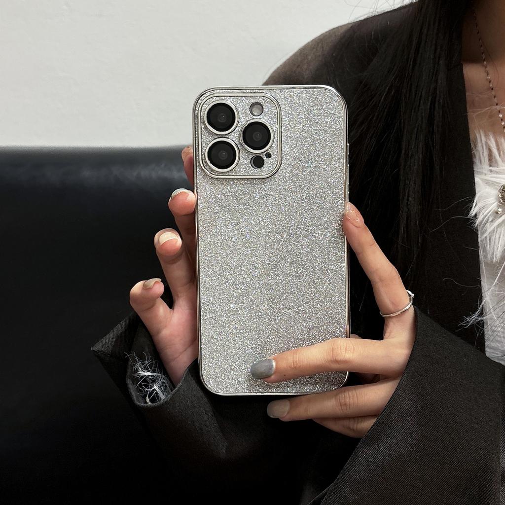 Bling Glitter Leather Case For iPhone 16 15 14 13 12 11 Pro Max Sparkling Soft Silicone Shockproof Plating Bumper Cover