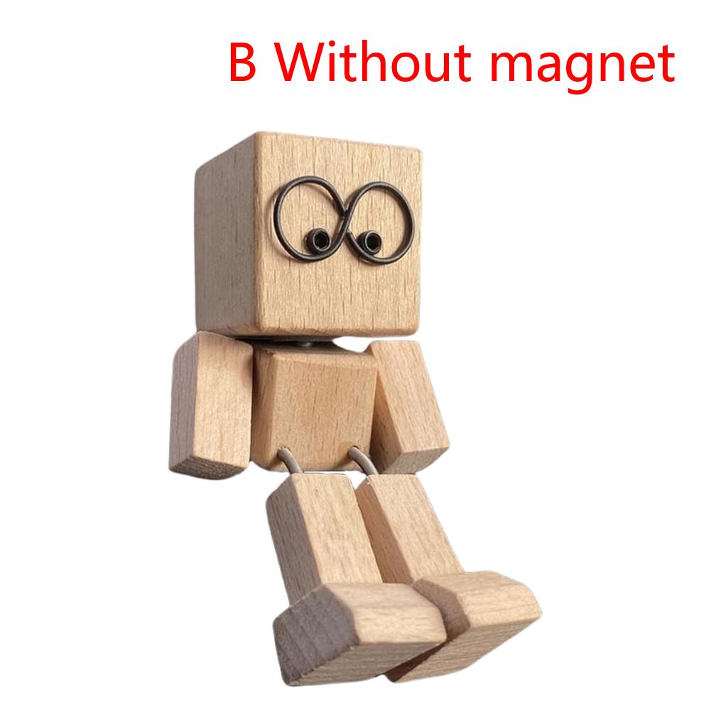 Shaking Wooden Man Figurine Funny Bobblehead Car Dashboard Decor Little Nerdy Dolls Car Accessories Car Ornaments Creative Gifts