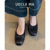 Super soft sheepskin~ genuine leather French single shoes women's flat-bottomed gentle evening shoes bow ballet shoes soft-soled egg roll shoes