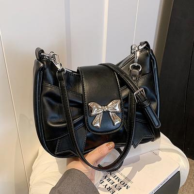 Sommer-Unterarmtasche für Frauen, neue Mode, koreanische, vielseitige Umhängetaschen mit einer Schulter, süße Schleife, gefaltete Handtaschen