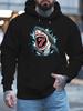 Shark Design Featuring The Number 7, 2024 New Unisex Printed Fleece Sweatshirts for Autumn And Winter, Adaptable Styles for Teens In Spring And Fall,