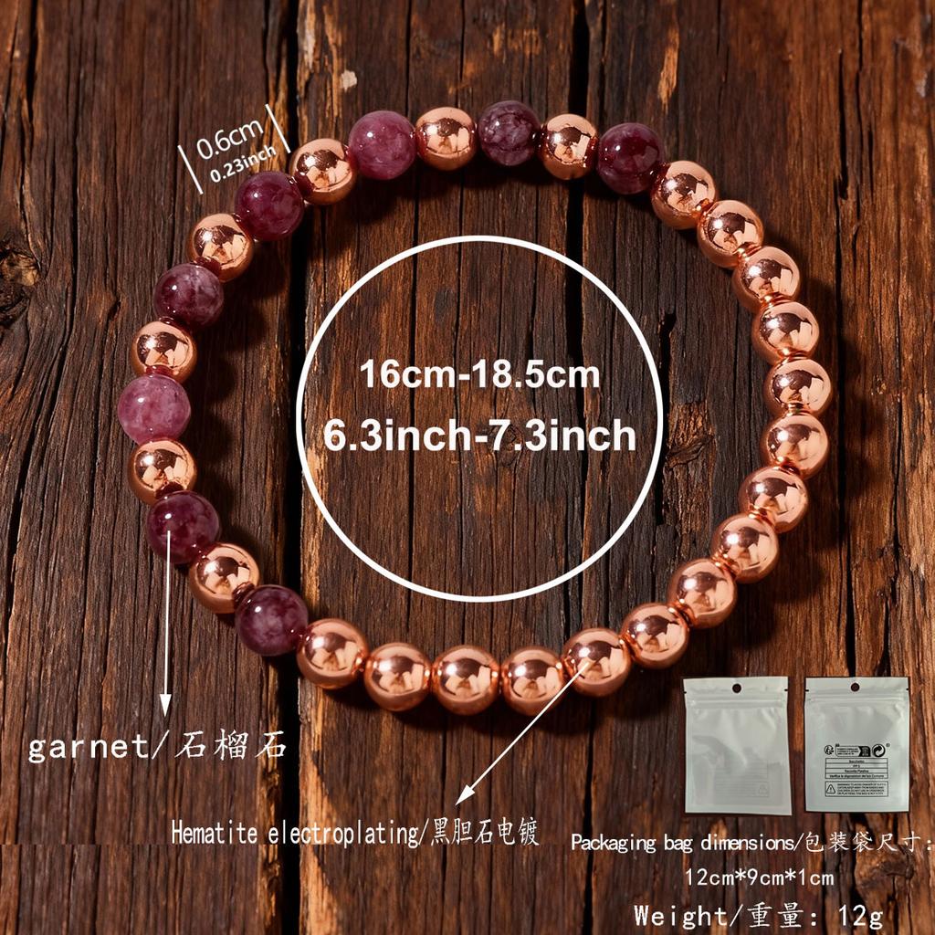 Neues Nischenarmband, Schmuck, Design mit natürlichem Kristallarmband, goldener Granat, Naturarmband, Kupferperlen.