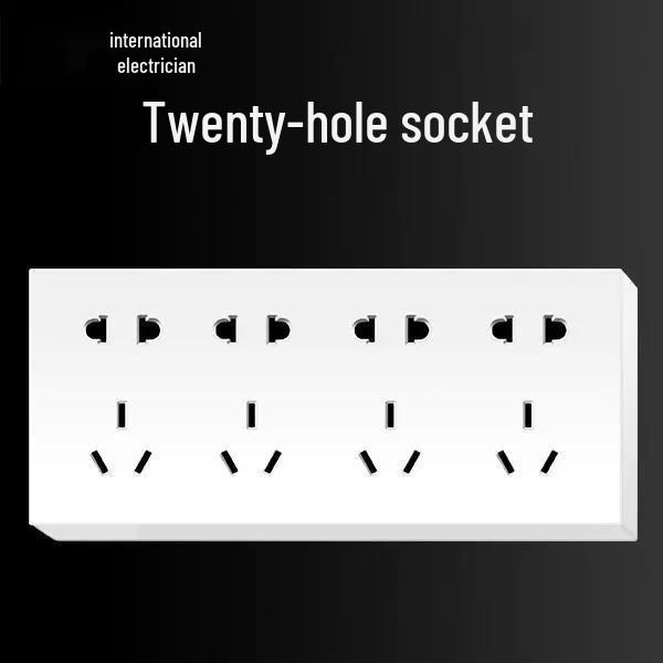 Priză electrică ultra-subțire de 16A cu montaj aparent cu panou de perete cu cinci găuri pentru uz casnic și pentru aparat de aer condiționat