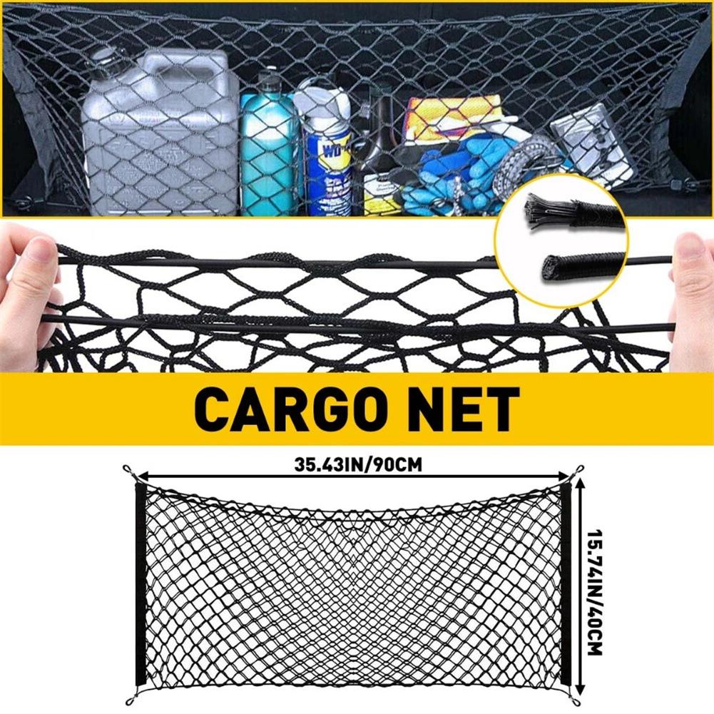 90x40cm Elastic Nylon Net Rear Trunk Luggage Storage For Car SUV Cargo Holder Organizer Parts Accessories