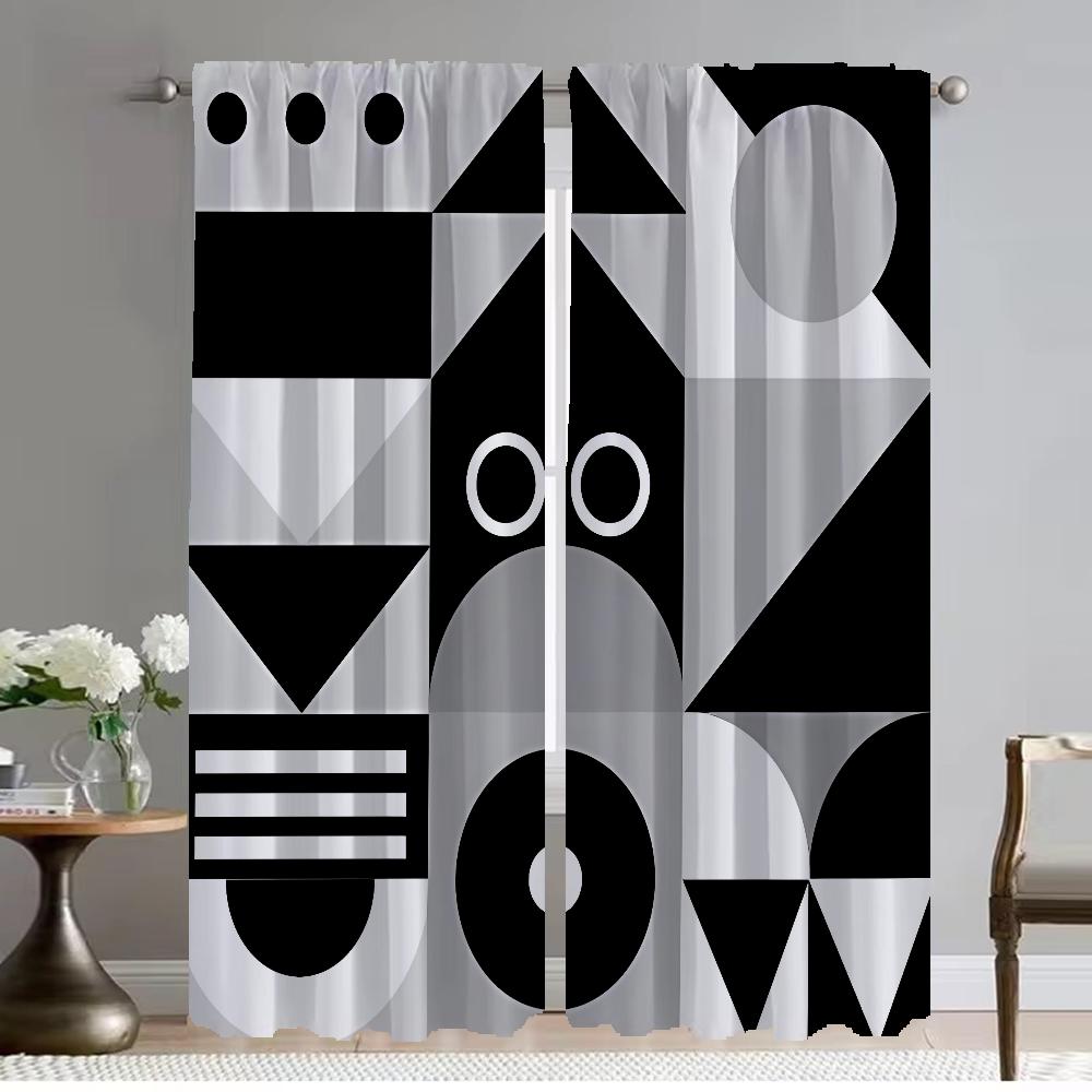 Geometry Blackout Curtain for Room 2 Panel Halloween Decoration Shades Modern Living Room Curtains Partition Tulle for Bedroom