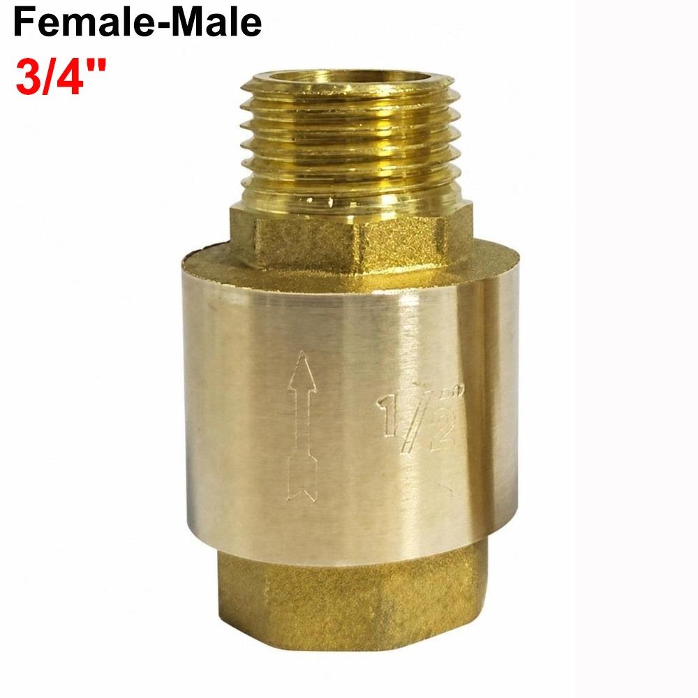 BSPT Thread Brass Check Valve Male To Mal Spring Check Valve Durable Pipe Check Valve