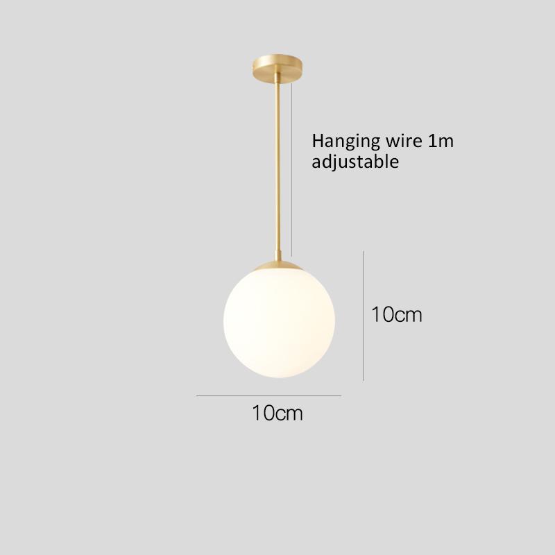 Gold/Black Glass Ball Pendant Lights White Globe Hanging Lamps Bar Restaurant Deco Luminaire Bedroom Light LED Pendant Lamp