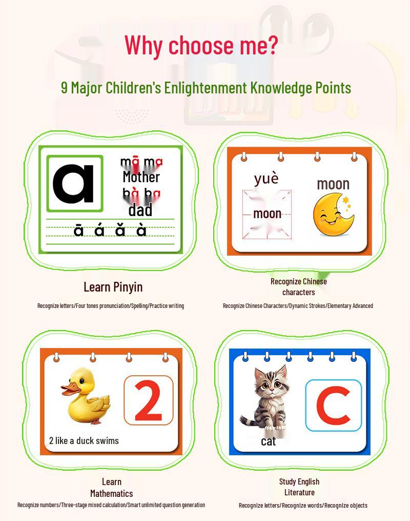 Smart Kids' LCD Writing Tablet: Pinyin & English Literacy Drawing Board for Early Learning