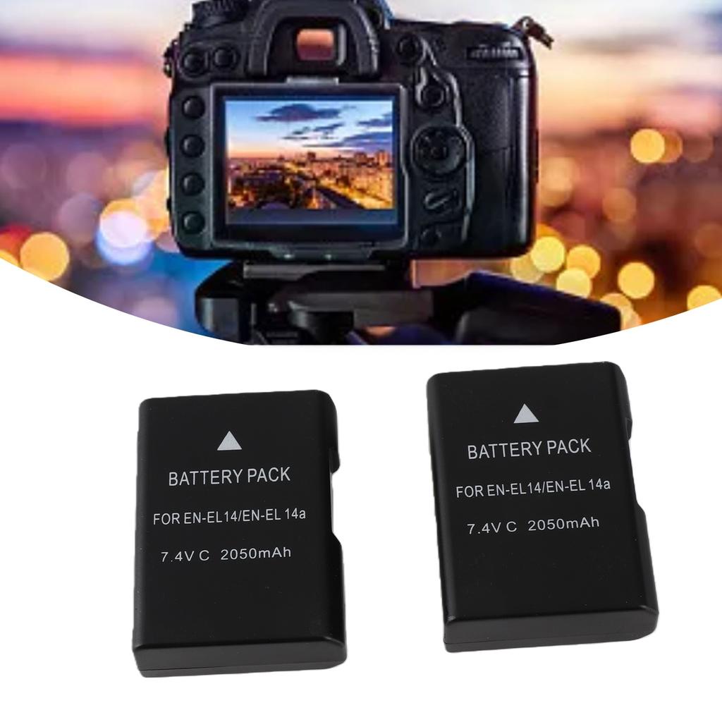 EN EL14 EN EL14A Camera Battery, 2 Pack 7.4V 2050mAh Lithium Ion Replacement Battery, for D3100 D3200 DF P7000 P7100 Digital SLR Cameras