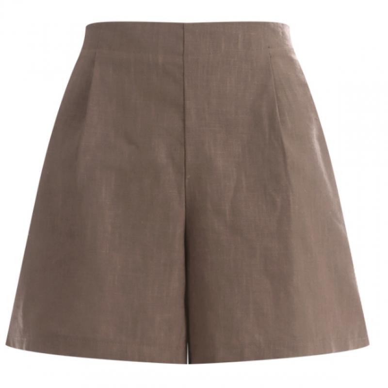 Shop Women S Simple Solid Banding Linen Pocket ShortS Navy Pic Wpt 1395