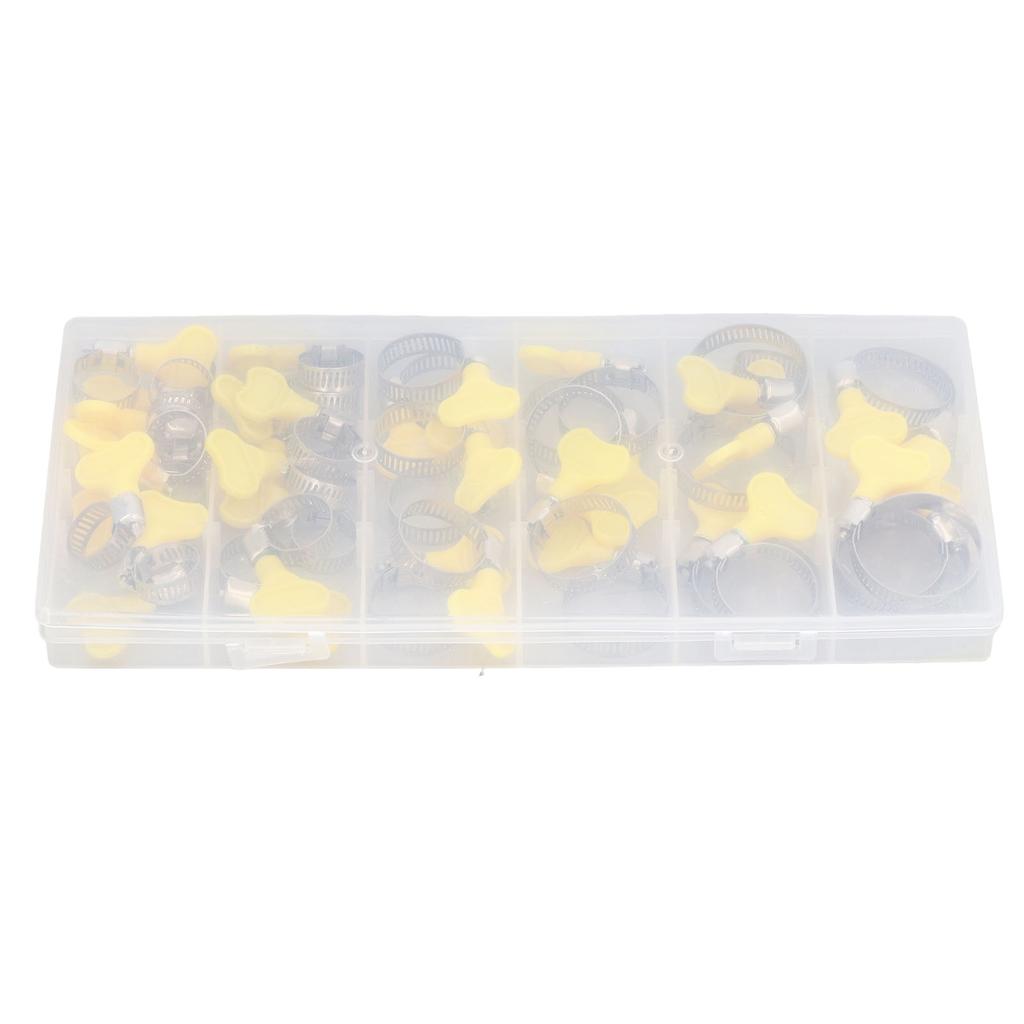 44 Pcs Key Hose Clamp Stainless Steel Reusable Adjustment Worm Gear Clamp Clip for Pipeline