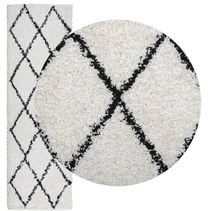 VidaXL Shaggy Rug with Long Pile, Floor Carpet, Area Rug, Living Room Rug, Modern, Cream 375363