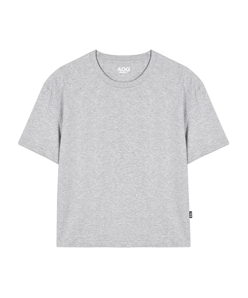 AOG PROJECT Solid Crop Short Sleeve T-Shirt (Melange Gray)