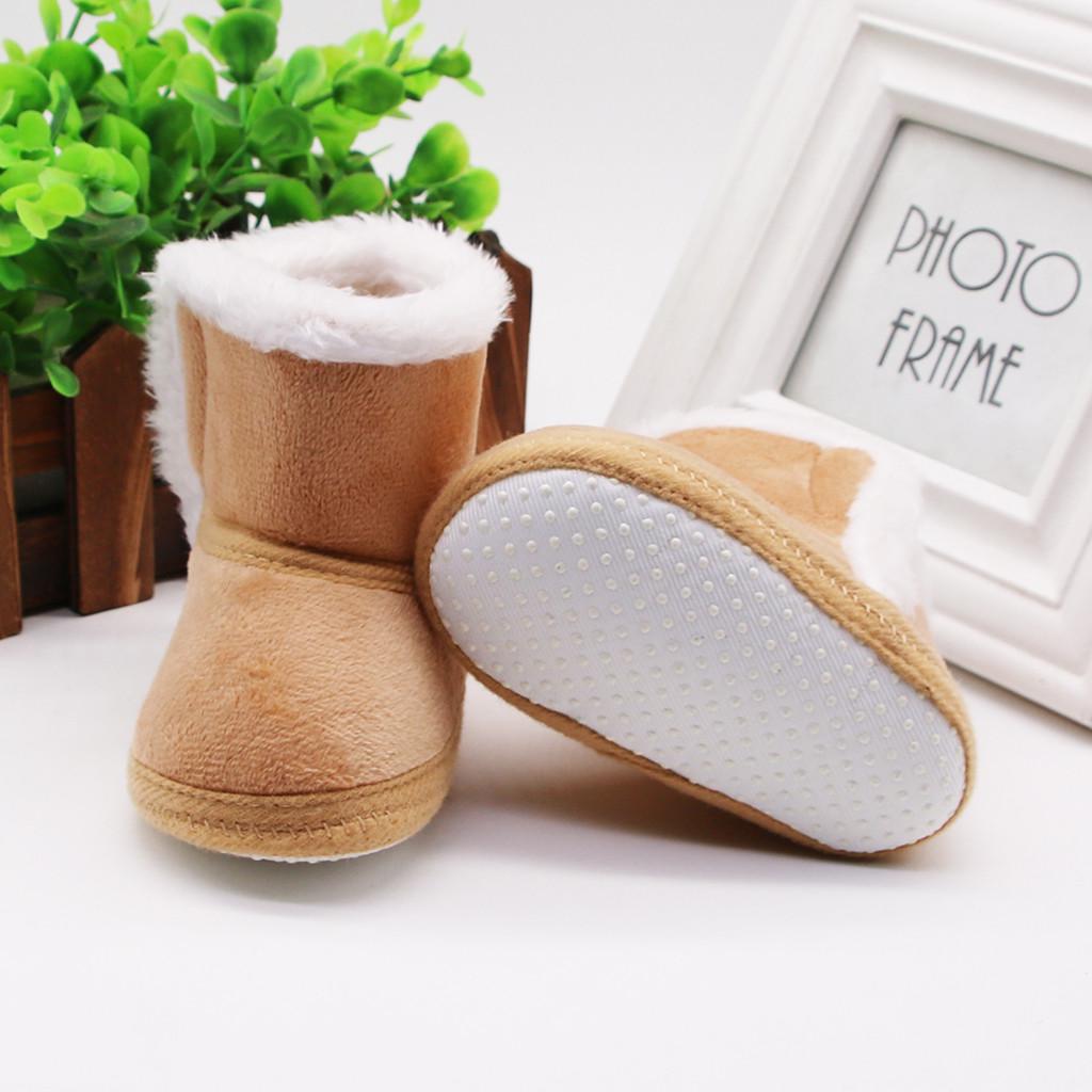 Infant Newborn Baby Girls Cashmere Plush Winter Boots Bandage Warm Shoes