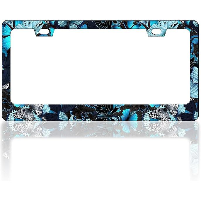 Cherry Blossoms License Plate Frame Beautiful Pink Flowers License Plate Frames Funny Auto Accessory Bracket Stainless Steel License Plate for Women
