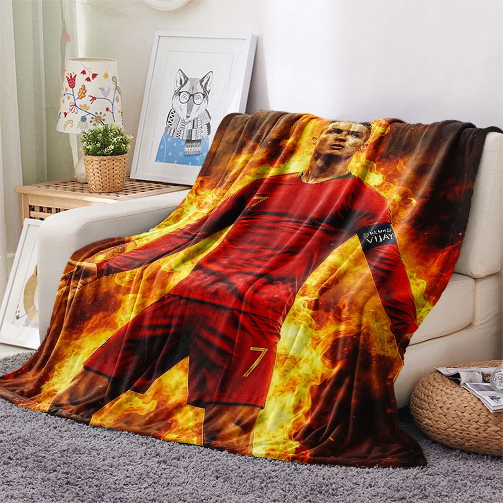 1PC CR7 Patterned Flannel Blanket Suitable For All Seasons for Home Decor Warmth and Comfort Gifts Holiday Present