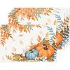 Fall Placemats Set of 4 Placemats,12x18 Inch Autumn Pumpkin Pattern Table Mats for Thanksgving Fall Holiday Party Kitchen Dining Indoor Outdoor Table