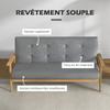 Sofa, 3-Seater, 154.5 cm, Tufted Backrest, Padded Seat, Armrests, Grey