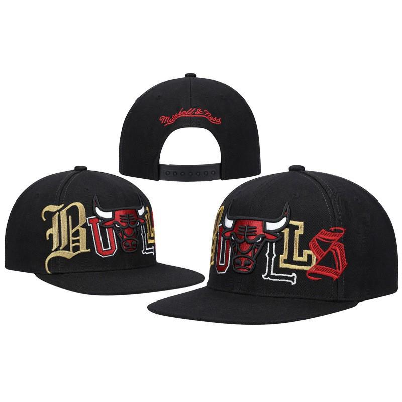 Flat Brim Embroidered Baseball Cap Adjustable Sport Sun Hat Bulls Team