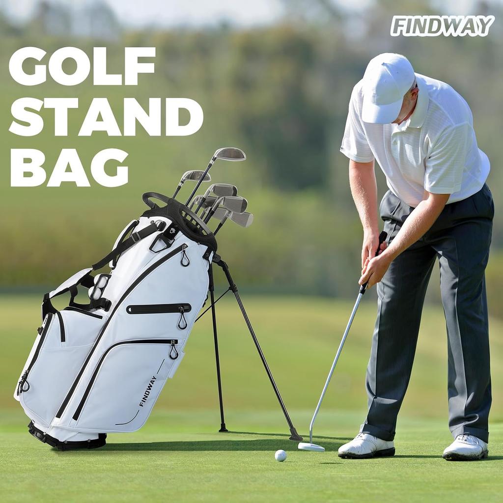 Findway 14 Way Golf Stand Bag, Lightweight Golf Bag with Stand for Men Women, Golf Club Carry Bag with Dual Strap, Rain Cover, Multiple Pockets, Golf
