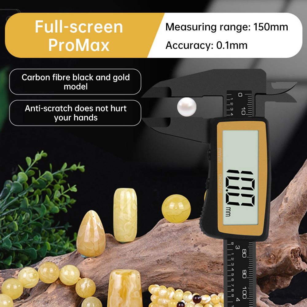Carbon Fiber Vernier Calipers 0-150mm Full Screen Electronic Digital Display High Precision Electronic Calipers Measure Tool