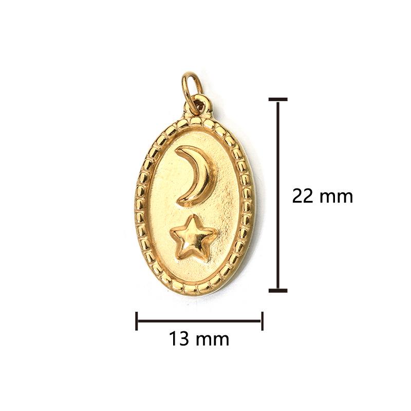 18K Gold-Plated Stainless Steel Necklace with Natural Stone Star, Moon & Sun Pendant