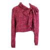 Chanel 22AW P73159V64621 Tweed Silk Bowtie Back Button Blouse Tops 36 Burgundy X blackUsed