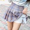 Spring 2025 Women's High Waist Plaid Pleated Skirt - Black A-Line Slimming College Style
