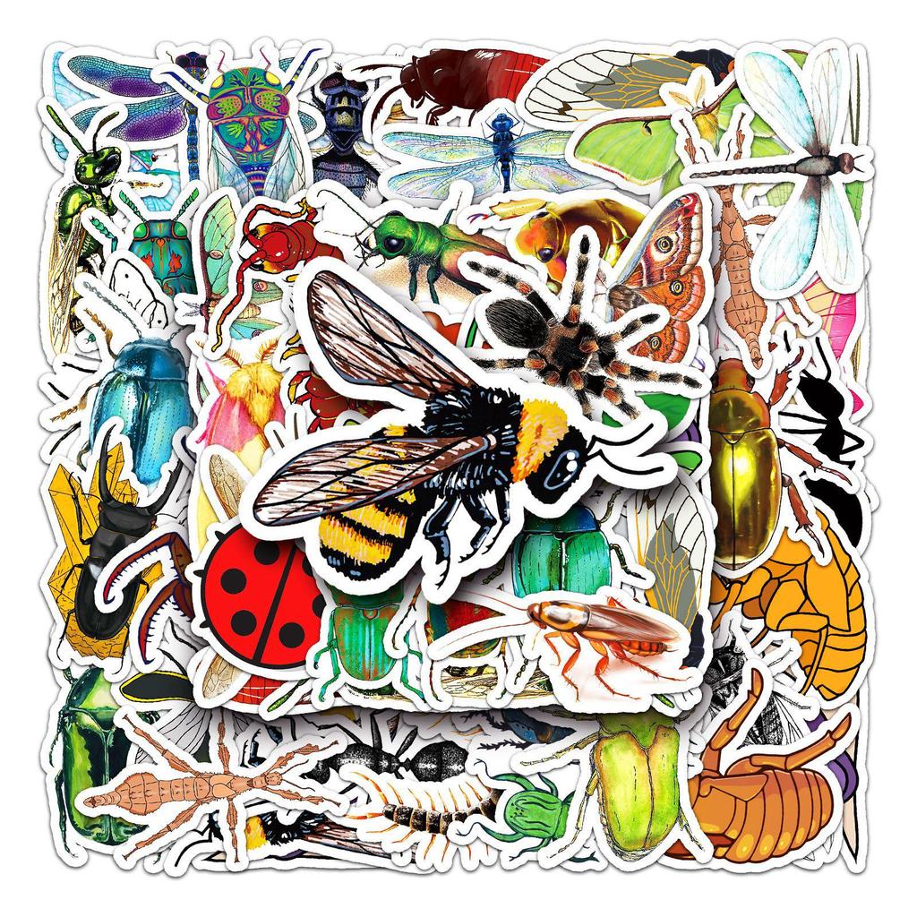 50pcs Animal Insect Stickers for Luggage, Laptops & Cars - Trendy Graffiti Design