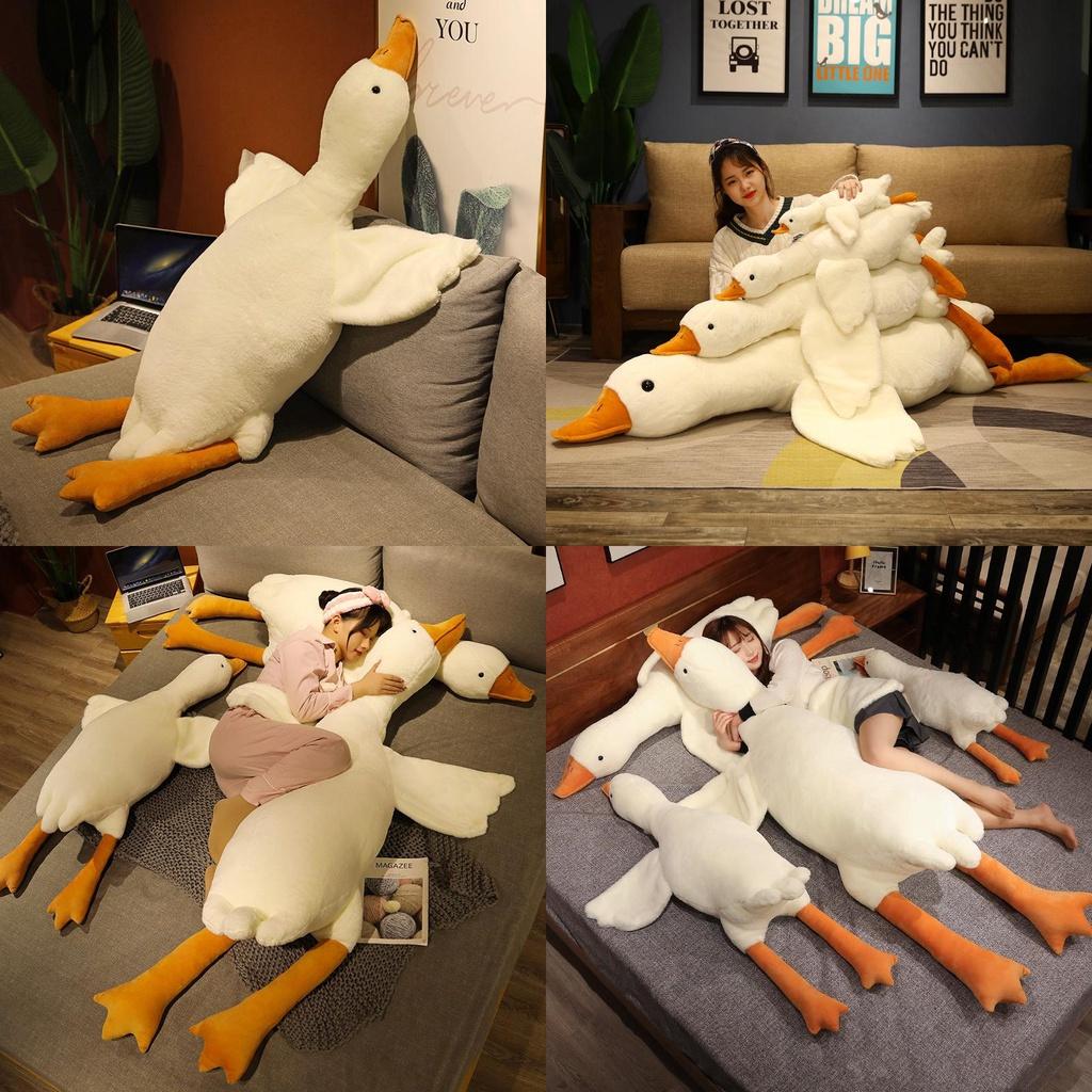 Huge 19.7/35.4/51.2in White Goose Plush Sleeping Toy Cushion For Kids