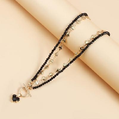 Collier Pendentif Cœur Zircon Sophistiqué avec Chaîne Noire Ajoute un Charme Élégant à Toutes Tenues Élégantes Usage Quotidien Décontracté