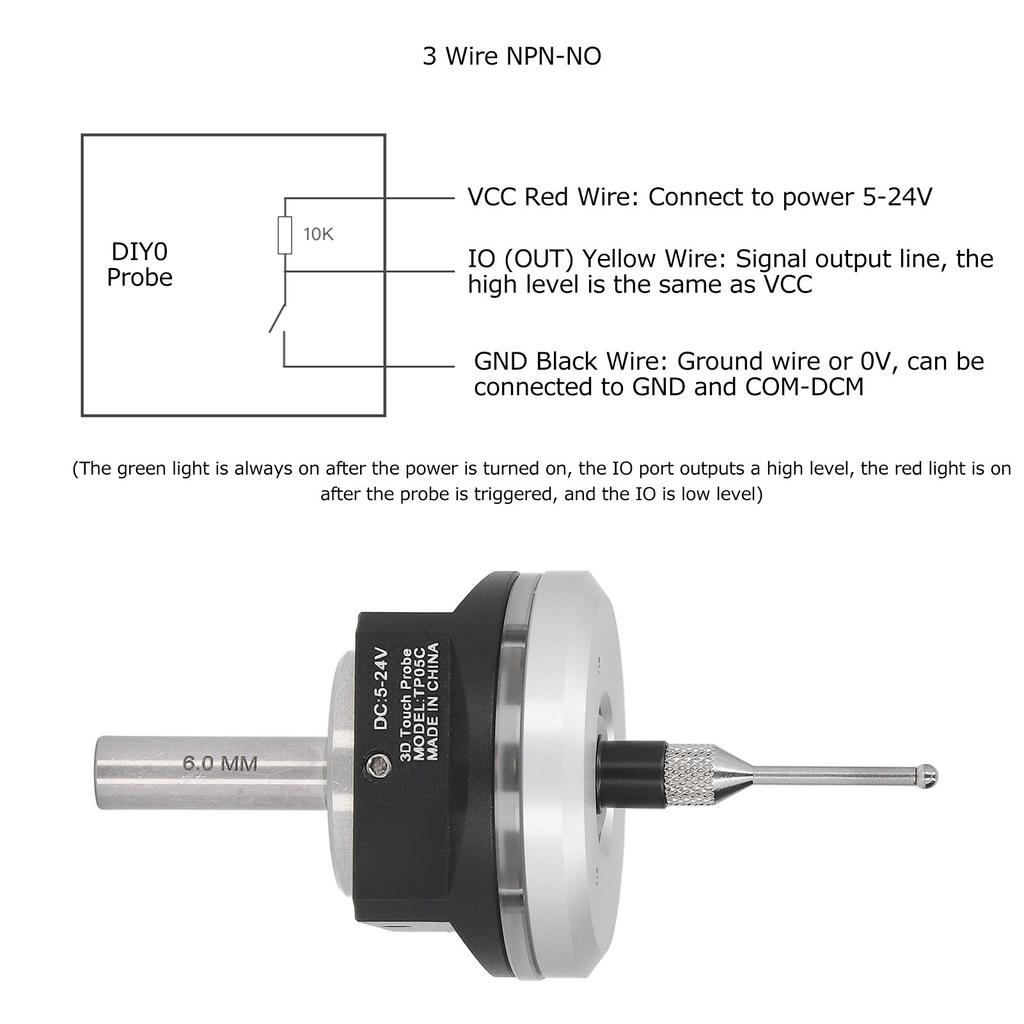 3D-Finder, hochpräziser Ortungssender, Wolframstahlkugel für Mach3-CNC-Ausrüstung, DC 5 ~ 24 V, 3D-Sonde, CNC-3D-Ortungssender