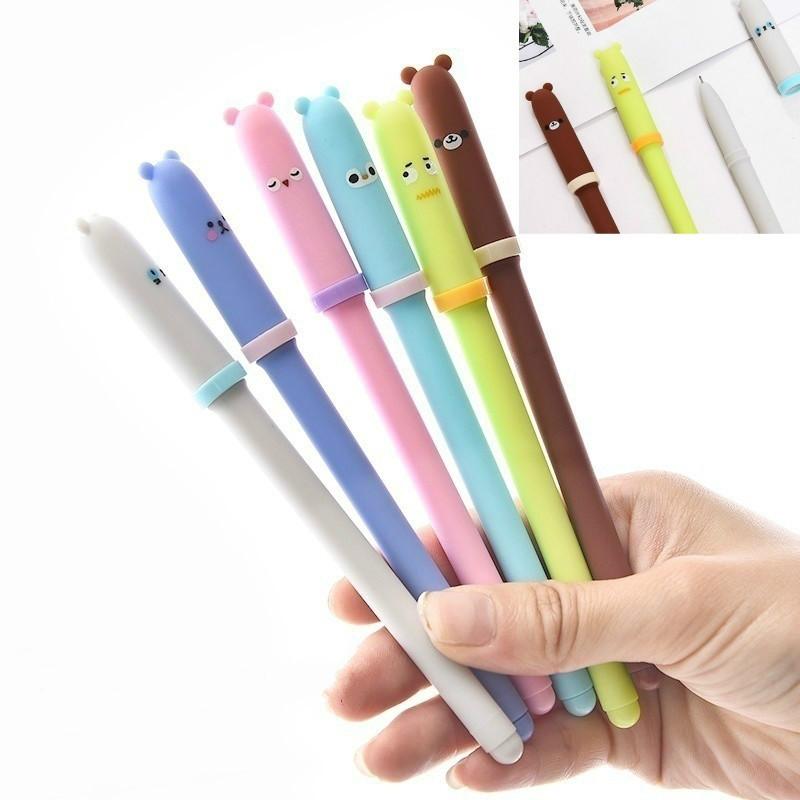 6/Stk. Kreativer Tierausdruck Stift Gelstifte Kawaii Stift Niedliche Koreanische Schreibwaren Geschenke ZUFÄLLIGE Farbe