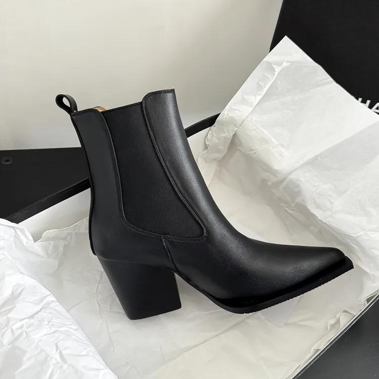 Fashion European American Low Leather Crazy Horse Combat Casual Boots Women's Retro Fashion Commuting Shopping Chelsea Short Boots 44
