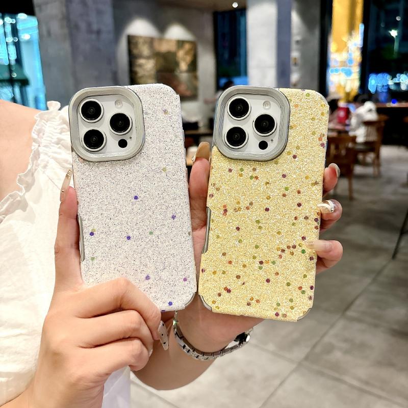 New Luxury Solid Color Shimmering Powder Soft TPU Phone Case For iPhone 16 Pro Max 14 11 12 13 15 Pro Max Plus Bumper Back Cover
