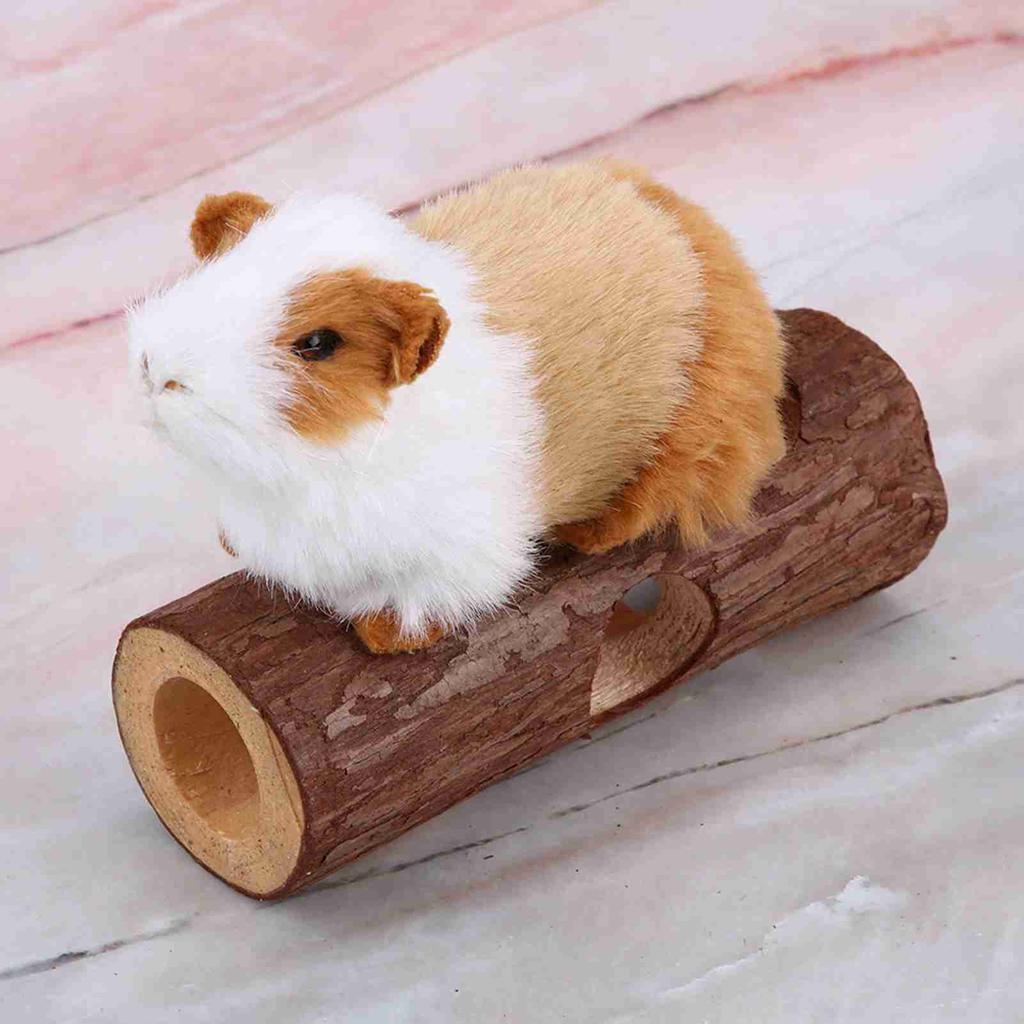Wooden Animal Tunnel Exercise Tube Chew Toy for Rabbit Ferret Hamster Guinea Pig