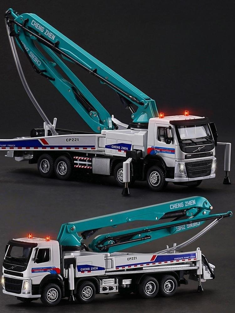 1/50 Volvo Betonpumpen-LKW Spielzeugauto Diecast Metall Fahrzeugmodell Pull-Back Sound & Licht Miniatur Sammlung Geschenk Für Jungen Kind