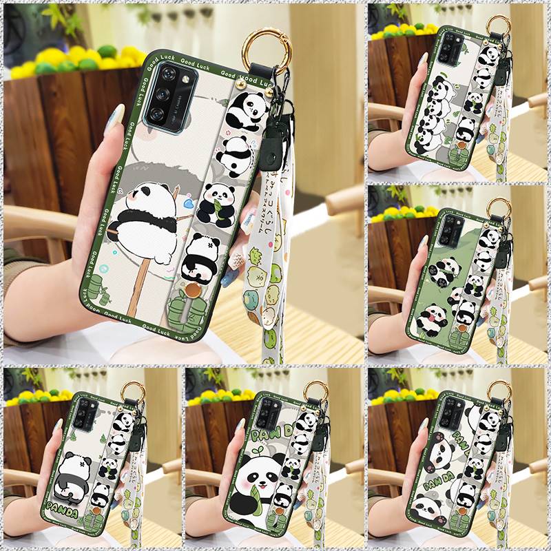 Back Cover Lanyard Phone Case For Blackview A100 Anti-knock Durable Anti-dust Phone Holder Panda Kickstand Soft case