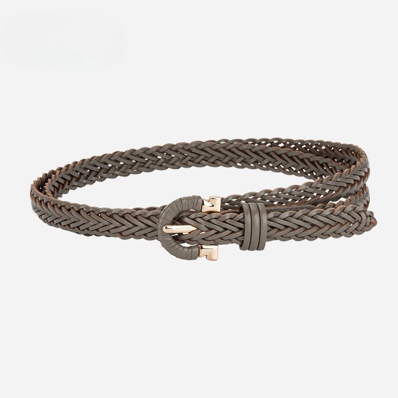 Fashion Korean Version of Women's Braided Belt Without Punching Retro Versatile and Simple Matching with Casual Jeans Decorative Belt
